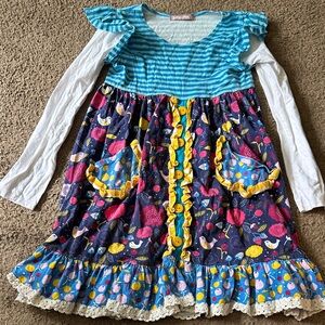 Jelly The Pug Blue Striped Dress